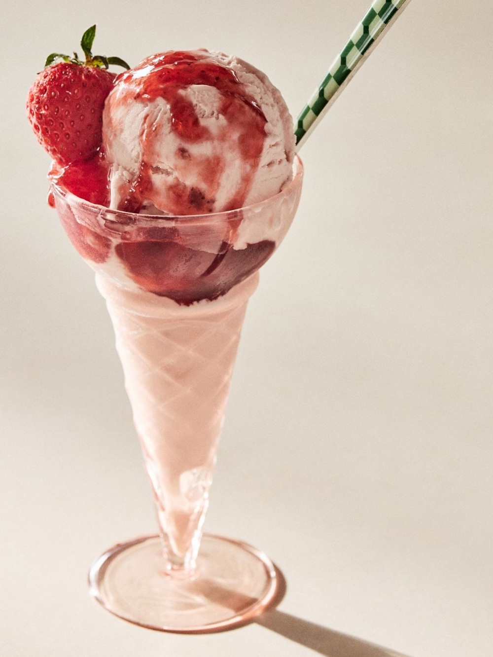 Anthropologie Ice Cream Sundae Glass Flute Ice Cream Cone New Peach Set of 2